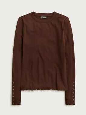 J.Crew Refined rib long-sleeve T-shirt with button cuffs Size XXS